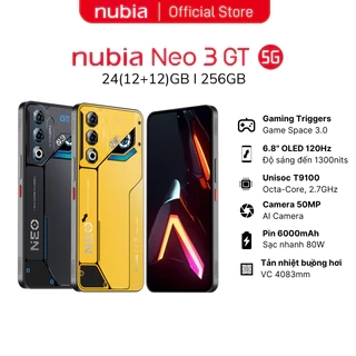 Điện thoại Gaming Nubia Neo 3 GT 5G 24(12+12)GB I 256GB I màn hình OLED 1300 I Pin 6000mAh 80W
