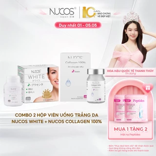 TPBVSK Combo Trắng Da Chống Lão Hoá Viên Uống Nucos White Hộp 60Viên, Nucos Collagen 100% Hộp 90Viên