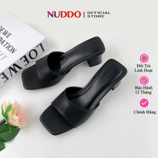 Dép Cao Gót Nữ Công Sở Đế Vuông 5 Phân, Guốc Sandal Nữ Hở Mũi Quai Ngang Êm Chân NUDDO _ND321