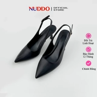 Giày Cao Gót Nữ Bít Mũi 7 Phân Mũi Nhọn, Guốc Nữ Slingback Hở Gót Đế Nhọn Sang Trọng NUDDO NL712
