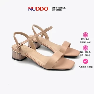 Giày sandal nữ cao gót 3 phân gót vuông quai ngang, dép nữ đế thấp da mềm thời trang NUDDO _ N320