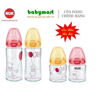 Bình sữa NUK thủy tinh mẫu Disney 120 - 240ml ty silicone size S1-M