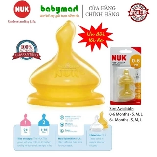 Bộ 2 ty thay bình sữa Nuk cao su đủ size