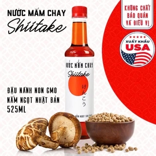 Nước mắm chay cao cấp Shiitake ủ chượp từ đậu nành, nấm ngọt Shiitake và trái thơm, chai nhựa 525ml/chai Làng Chài Xưa