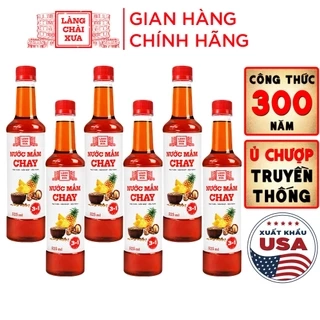 Thùng 6 chai nước mắm CHAY 3 trong 1 Làng Chài Xưa 525ml trái thơm nấm ngọt đậu nành 300 năm truyền thống