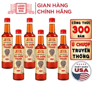 Thùng 6 chai nước mắm nhỉ cá cơm than Làng Chài Xưa 525ml/chai sánh đặc thịt cá 300 năm truyền thống