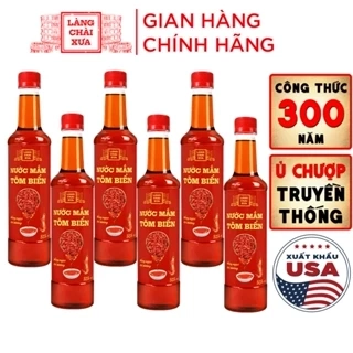 Thùng 6 chai nước mắm tôm biển Làng Chài Xưa 525ml Hồng Ngọc Đại Dương 300 năm truyền thống