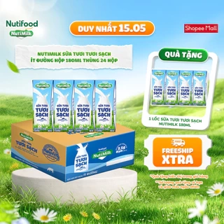 NutiMilk Sữa Tươi Tươi Sạch Ít Đường Hộp 110ml Thùng 24 Hộp (110ml x 24 hộp)