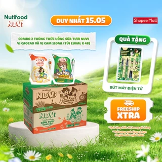 NuVi Combo 2 Thùng Thức Uống Sữa Tươi Trái Cây 110ml (110ml x 48 gói)