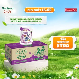 NuVi Thùng Thức Uống Sữa Tươi Trái Cây 110ml (Túi 110ml x 24)