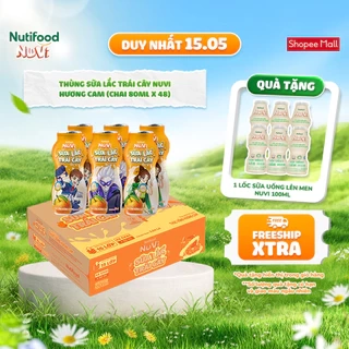 Thùng Sữa Lắc Trái Cây NuVi Hương Cam (Chai 80ml x 48)
