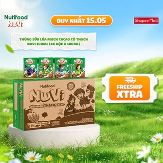 Thùng Sữa Lúa Mạch Cacao Có Thạch NuVi 100ml (48 Hộp x 100ml)