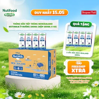Thùng Sữa Tiệt Trùng New Zealand NutiMilk 180ml (Hộp 180ml x 48)