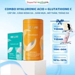 Combo BBLAB Hyaluronicd Acid, Glutathione C Trắng Da, Mờ Thâm, Cấp Ẩm, Giảm Tiết Dầu, Giảm Mụn 30 Viên - 30 Gói/Hộp