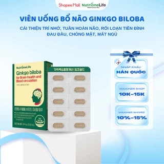 Viên uống bổ não NUTRIONELIFE Ginkgo Biloba Tăng Cường Trí Nhớ,Giảm Đau Đầu,Chóng Mặt,Rối Loạn Tiền Đình 20 Viên