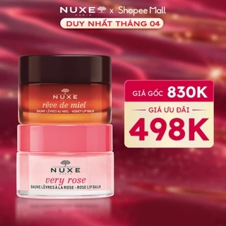 Combo Son dưỡng môi dạng hũ Nuxe Very Rose 15g & Sáp dưỡng môi Nuxe Rêve de Miel 15g tặng 6ml Dầu dưỡng