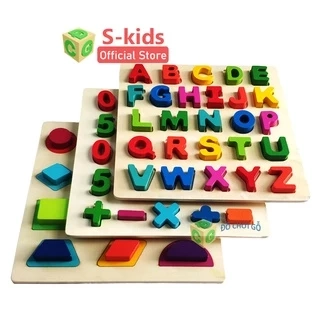 Bảng chữ cái cho bé học tiếng anh, tiếng việt S-Kids. Đồ Chơi Giáo Dục Mầm Non bằng gỗ cho trẻ em.