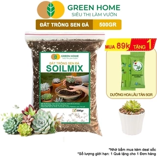 Đất Trồng Sen Đá Greenhome, Soil Mix, Bao 500gr, Trộn Sẵn, 85% Đá Khoáng, Lên Màu, Thoát Nước Tốt
