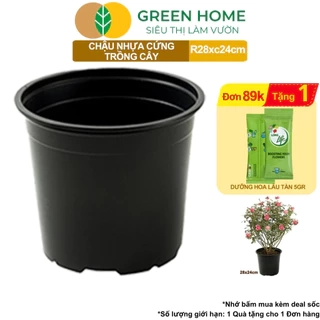 Chậu Trồng Cây Greenhome, 28x24cm, Nhựa Cứng, Thoát Nước Tốt, Nhiều Kích Thước Trồng Hoa, Kiểng Lá