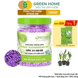 Phân Tan Chậm Greenhome, Rynan 200, Chai 150gr, Dành Cho Phong Lan Con, Bonsai Kích Chồi, Dưỡng Chất