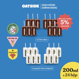 Combo 24 Hộp Sữa yến mạch OATSIDE mix vị Nguyên bản & Chocolate lốc 200ml