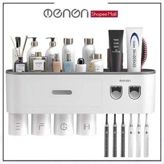 Bộ 2 Nhả Kem Đánh Răng Tự Động OENON - Kệ Treo Bàn Chải Đánh Răng Dán Tường Kèm Cốc Và Miếng Dán