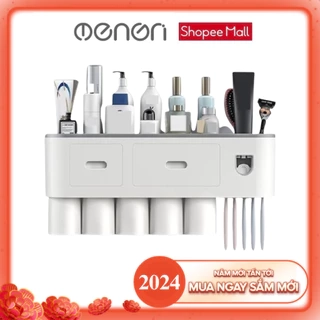 Kệ Nhả Kem Đánh Răng Tự Động OENON 5 Cốc Chất Liệu Nhựa ABS Lắp Đặt Dán Tường Gạch Men