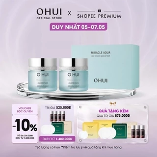 Bộ kem dưỡng cấp nước dưỡng ẩm da sáng toàn diên O HUI Miracle Aqua Gel Cream 50ml + 50ml