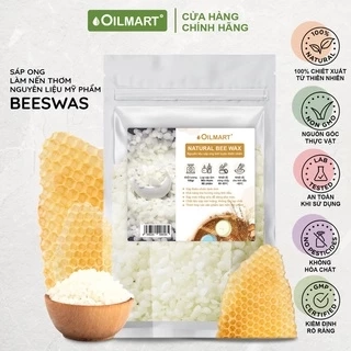 Sáp Ong Tự Nhiên Oilmart Natural Beeswax dạng viên, màu trắng ngà làm nến, son, kem dưỡng.