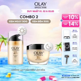 COMBO 2 Kem Dưỡng Ngày & Đêm Phục Hồi & Ngăn 7 Dấu Hiệu Lão Hóa OLAY TOTAL EFFECTS 50G X2