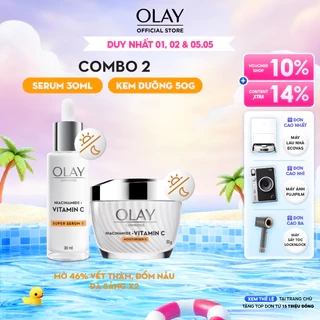 Combo2:Kem Dưỡng & Super Serum OLAY Luminous Niacinamide & Vitamin C Giúp Mờ Vết Thâm, Đốm Nâu, Dưỡng Sáng Da (50G+30ML)
