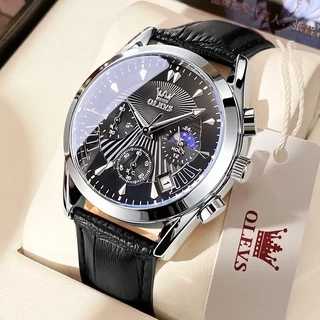 Đồng hồ nam OLEVS 2876 chính hãng dây da bò chống thấm nước sâu hiệu ứng phát sáng