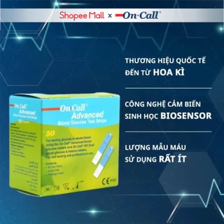 Hộp 50 Que Thử Đường Huyết On Call Advanced Gồm 2 Lọ, Mỗi Lọ 25 Que