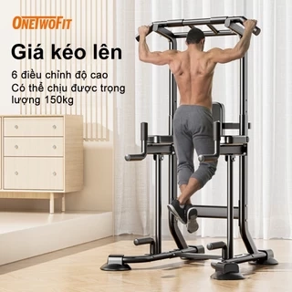 OneTwoFit Xà đơn xà kép Có đệm Pull Up Bar 6 điều chỉnh độ cao Chịu được 150kg, xà đơn đa năng