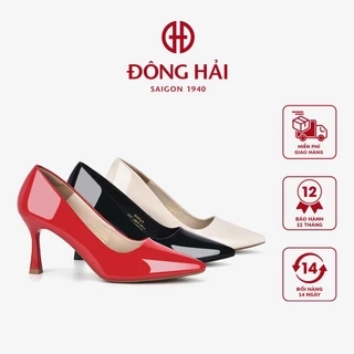 Giày Cao Gót Nữ Đông Hải Da Bóng Cổ Điển Mũi Nhọn Gót Pump 8cm - G5825
