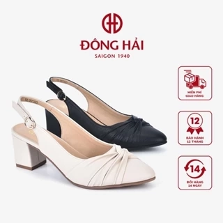 Giày Cao Gót Nữ Đông Hải Slingback Nơ Xoắn Gót Vuông 6cm - G5720