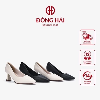 Giày cao gót Đông Hải mũi nhọn phối gót cách điệu 7cm - G81M5