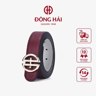 Thắt Lưng Nịt Da Nữ Đông Hải Khóa Logo Kim Loại Đầu Khóa Random Vàng Bóng và Xám - PH04