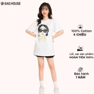Áo thun nữ form vừa Gạo House Oversize MAT35, Áo phông nữ cute local brand cotton 4 chiều mát mịn.
