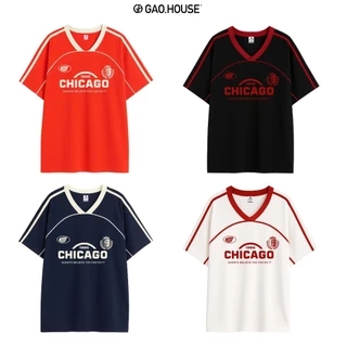 Áo thun SPORTY Vintage Gạo House cổ V kiểu dáng sporty, Áo nữ girl phố thanh lịch, áo phông chất SP1