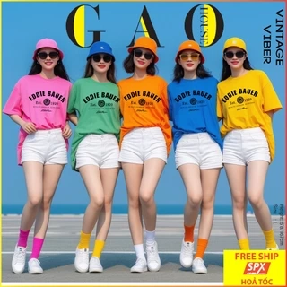Đồ đi Biển,Áo Thun Sắc màu GạoHouse cotton 100%, áo phông EDDI oversize form vừa, Free in ấn Hoả Tốc
