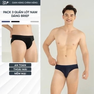 Pack tiện lợi 3 quần lót nam ONOFF dáng trunk (boxer) thoáng mát, kháng khuẩn, khử mùi 18UO24A317