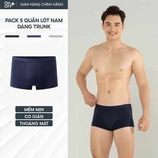 Pack tiện lợi 5 quần lót nam cotton Mỹ ONOFF dáng trunk êm nhẹ, kháng khuẩn - 18UO24A324