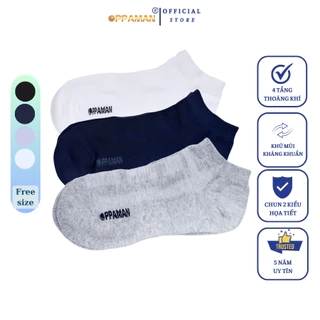 Combo 3 đôi tất vớ nam vải cotton khử mùi kháng khuẩn 4 màu trên mắt cá cổ ngắn dày OVT2 OPPAMAN