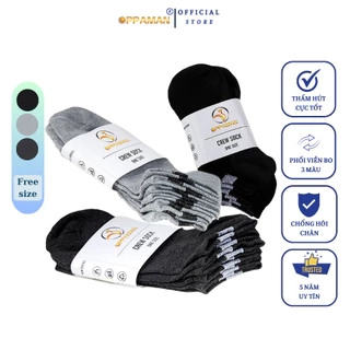 Tất Vớ nam cổ ngắn màu đen xám đậm cao cấp trơn chất cotton kháng khuẩn, chống mùi hôi OVT6 OPPAMAN