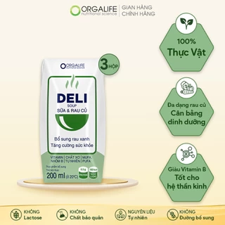 Combo 3 Ngày Bữa Phụ Bổ Sung Rau Xanh Delisoup Sữa & Rau Củ 3 Hộp (200ml/Hộp)