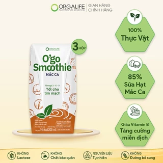 Combo 3 ngày Sinh Tố Tốt Cho Tim Mạch Ogo Smoothie Mắc Ca 3 hộp (200ml/hộp)