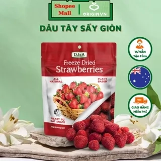 Dâu tây sấy giòn DJ&A 25g - Bổ sung vitamin C - Ăn vặt văn phòng - Tốt cho sức khỏe - Trái cây sấy Úc - Dâu Tây Sấy