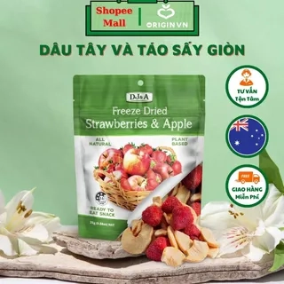 Dâu tây và táo sấy giòn DJ&A 25g - Tốt Cho Sức Khỏe - Ăn Vặt Văn Phòng - Nhập Khẩu Úc - Thơm Ngon Tròn Vị