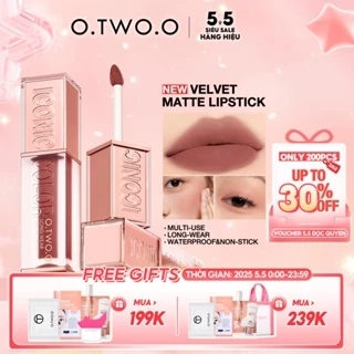 O.two.o 8 Màu Cao Cấp Cao Cấp Nhung Mờ Môi Bùn Nhẹ Mịn Chống Thấm Nước Đa Năng
